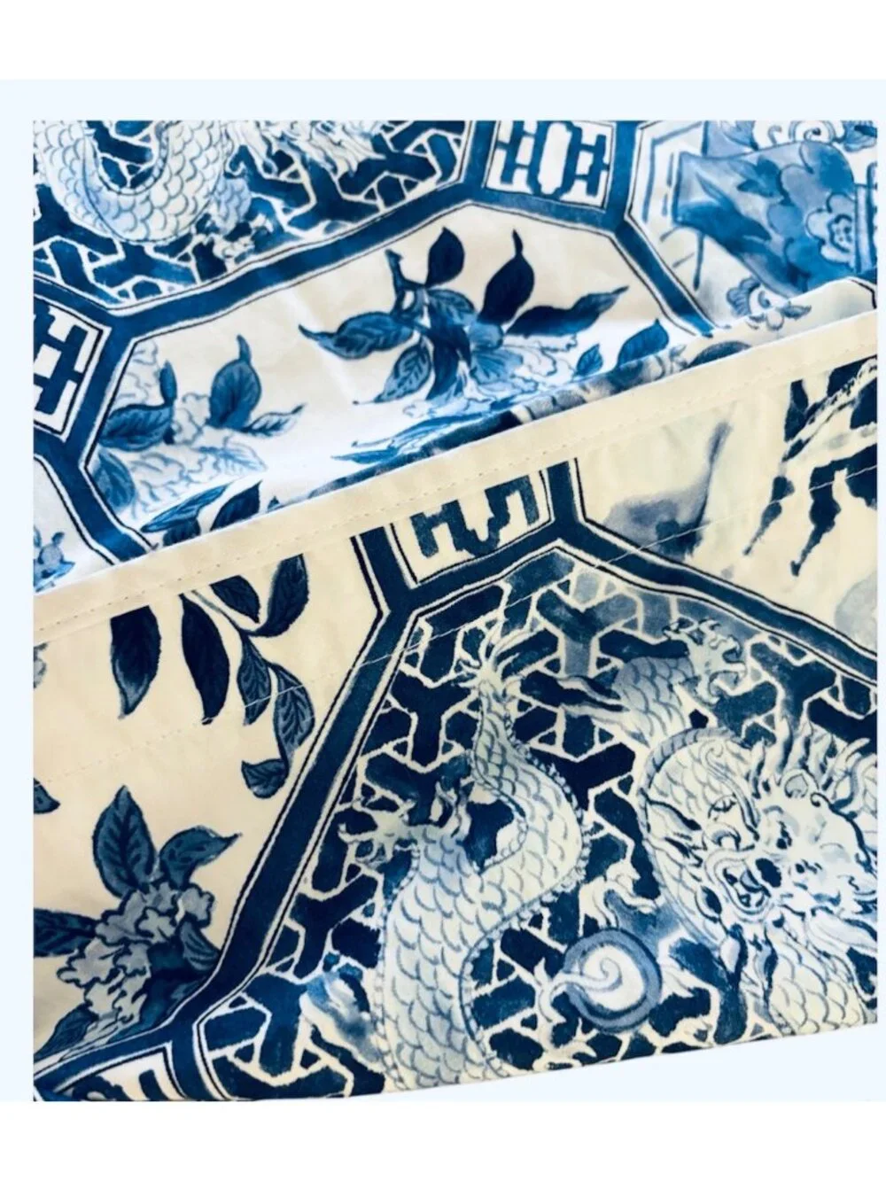 Ralph Lauren Palm Harbor Full Queen Duvet Cover Blue White Chinoiserie Pristine